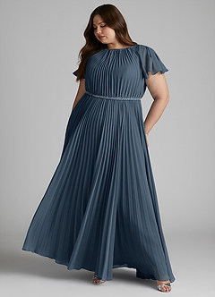 Azazie Kara Modest Bridesmaid Dresses A-Line Pleated Chiffon Floor-Length Dress image11