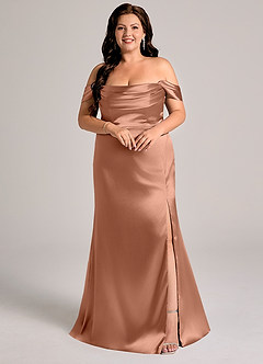 Azazie Saige Klänningar att prova hemma Klä av Tubklänning i Metallisk satin Av axeln Svart Konvertibel image9