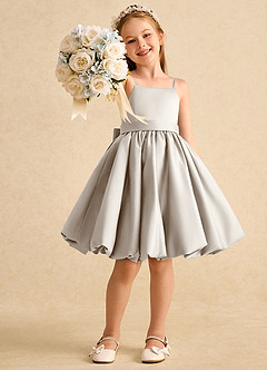 Azazie Davine Flower Girl Dresses Frost A-Line Spaghetti Strap Matte Satin Dress image7