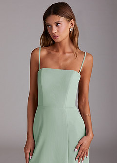 Azazie Wren 신부 들러리 드레스 A라인 스트랩리스 쉬폰 티 길이 드레스 image6