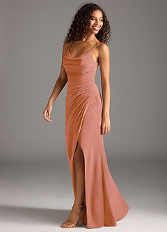 Azazie Deandra Brautjungfernkleider Meerjungfrau-Linie Plissee Chiffon Kleid Mai Tai image3