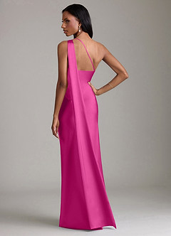 Azazie Galinda Brudtärnklänningar Klä av Sjöjungfru i Stretch Satin Ena axeln Fuchsia image6