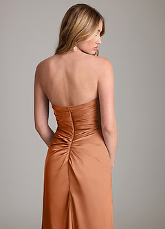 Azazie Lucille Bridesmaid Dresses Copper Mermaid Strapless Stretch Satin Convertible Dress image7