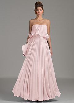 Azazie Alexia Bridesmaid Dresses Blushing Pink A-Line Ruched Chiffon Dress image4