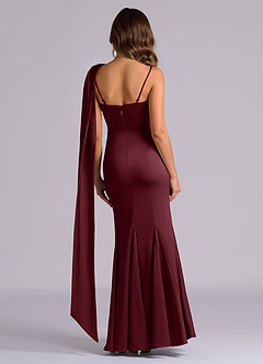 Azazie Inara Bridesmaid Dresses Cabernet Mermaid Pleated Stretch Satin Dress image2