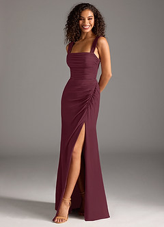 Azazie Jesaphine Bridesmaid Dresses Cabernet Sheath Bow Chiffon Dress image1