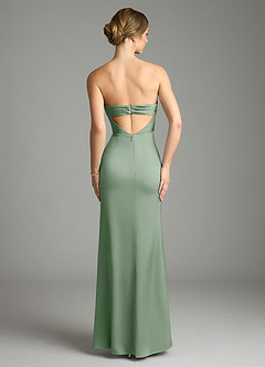 Azazie Leonis Vestidos de damas de honor Vestido de Matcha de Satén Elástico de Corte Sirena Convertible con Plisado image2