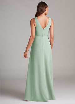 Azazie Nelly Brautjungfernkleider A-Linie Plissee Chiffon Kleid Agave image5