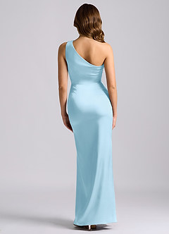 Azazie Akilah Suknie dla druhen Syrena Jedno ramię Satyna elastyczna Do ziemi Sukienka image2