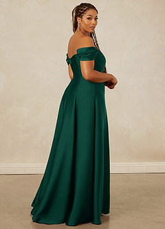 Christian Siriano Bridal for Azazie 1002 Bridesmaid Dresses Emerald A-Line Off the Shoulder Stretch Satin Convertible Dress image15