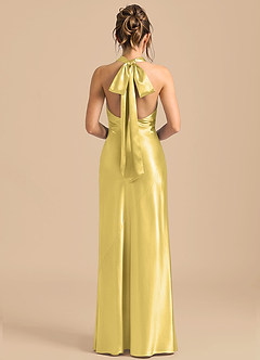 Azazie Velli Robes de demoiselle d'honneur Robe Fourreau en Satiné métallisé Col Haut Canari image5