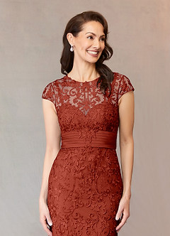 Azazie Jamila Mother of the Bride Dresses Rust Mermaid Lace Dress image5