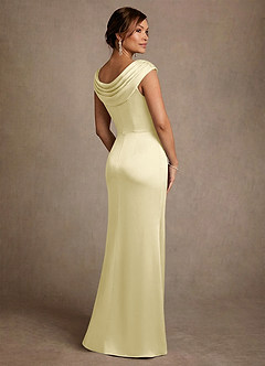 Azazie Irvine Mère de la mariée Robes Robe Trapèze en Satin extensible Plissée Sorbet Citron image2