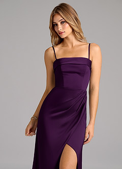 Azazie Aretha Bridesmaid Dresses Grape A-Line Strapless Stretch Satin Convertible Dress image2