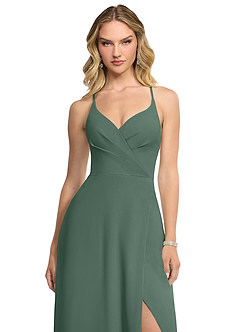 Azazie Davis Bridesmaid Dresses Sea Moss A-Line V-Neck Chiffon Dress image4