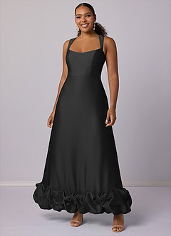 Barbie ♥ Azazie Bridesmaid Dresses Black A-Line with Pockets Stretch Satin Dress image6
