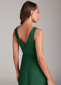 Azazie Nelly Bridesmaid Dresses Dark Green A-Line Pleated Chiffon Dress image7