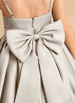 Azazie Davine Flower Girl Dresses Frost A-Line Spaghetti Strap Matte Satin Dress image10