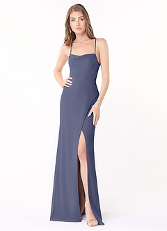 Azazie Maliya Final Sale Eucalyptus Sheath Pleated Chiffon Dress image1