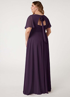 Azazie Kimber Bridesmaid Dresses Plum A-Line Flounce Sleeve Chiffon Dress image12