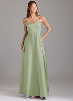 Azazie Marley Bridesmaid Dresses Dusty Sage A-Line Off the Shoulder Stretch Satin Convertible Dress image3
