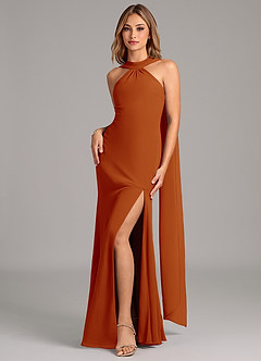 Azazie Kinsley Bridesmaid Dresses Paprika Mermaid Pleated Chiffon Dress image4