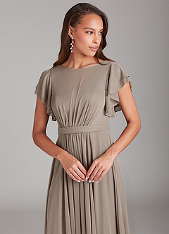 Azazie Daphne Abiti da damigella modesti Abito A-Line Increspato Maglia Floor-Length image4
