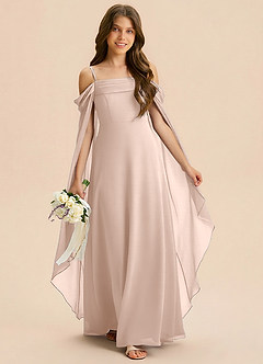 Azazie Moana Junior English Rose A-Line Pleated Chiffon Dress image3