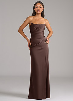 Azazie Marla Bridesmaid Dresses Ganache Sheath Strapless Stretch Satin Convertible Dress image1