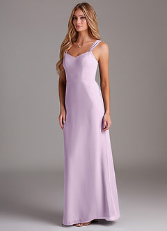 Azazie Denice Bridesmaid Dresses Frosted Lilac Sheath Pleated Chiffon Dress image4