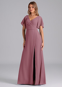 Azazie Ambrosia Bridesmaid Dresses Vintage Mauve A-Line Pleated Chiffon Dress image1