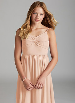 Azazie Zeya Junior Abito A-Line in Chiffon Rosa Inglese image6