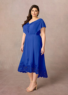 Azazie Palana Mother of the Bride Dresses Royal Blue A-Line Lace Chiffon Dress image7