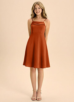 Azazie Anselie Junior Klä av A-Line i Stretch Satin Plisserad image5