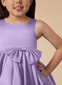 Azazie Bo Peep Flower Girl Dresses Lilac A-Line Bow Matte Satin Dress image3
