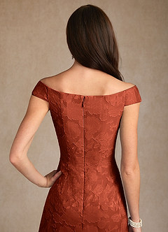 Azazie Moore Klänningar till brudens mor Klä A-Line i Blommig Utbrändhet Båthals Kastanjebrunt image6