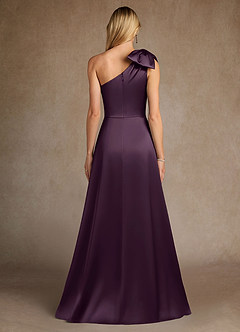 Azazie Easton Mère de la mariée Robes Robe Trapèze en Satin extensible Une épaule Prune image3