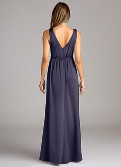 Azazie Tanicia Bridesmaid Dresses Stormy A-Line Pleated Stretch Satin Dress image2