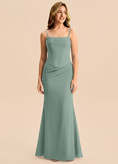 Azazie Sorrel Junior Silver Sage Mermaid Pleated Chiffon Dress image6