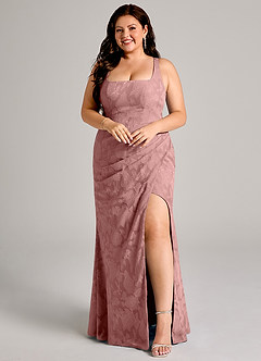 Azazie Mero Bridesmaid Dresses Dusty Rose Sheath Pleated Floral Burnout Dress image9