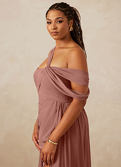 Christian Siriano Bridal for Azazie 1014 Bridesmaid Dresses Cedar Rose A-Line Off the Shoulder Chiffon Dress image10