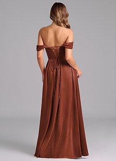 Azazie Hattie Bridesmaid Dresses Terracotta A-Line Ruched Velvet Dress image6