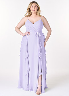 Azazie Peyton Bridesmaid Dresses Lilac A-Line Ruched Chiffon Dress image7