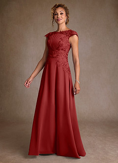 Azazie Christi Mother of the Bride Dresses Rust A-Line Lace Chiffon Dress image4