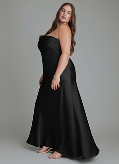 Azazie Saylor Brautjungfernkleider Meerjungfrau-Linie Schulterfrei Stretch-Satin Kleid Schwarz image13
