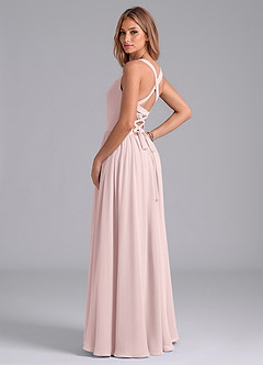 Azazie Francis Brautjungfernkleider A-Linie Korsett Chiffon Kleid Zartrosa image2