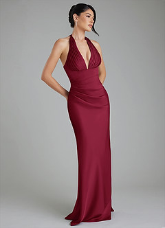 Azazie Torrance Bridesmaid Dresses Burgundy Mermaid Corset Stretch Satin Dress image1