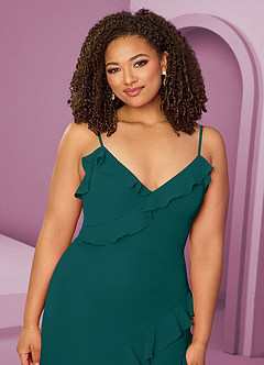 Barbie ♥ Azazie Jurken voor bruidsmeisjes Jurk van Chiffon met Kolom Pauw image14