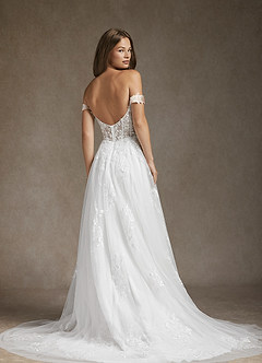 Azazie Wendie Robes de mariée Robe Trapèze en Tulle Paillettes Blanc De Diamant image3