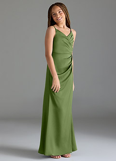 Azazie Maci Junior Juniper Mermaid Pleated Stretch Satin Dress image4